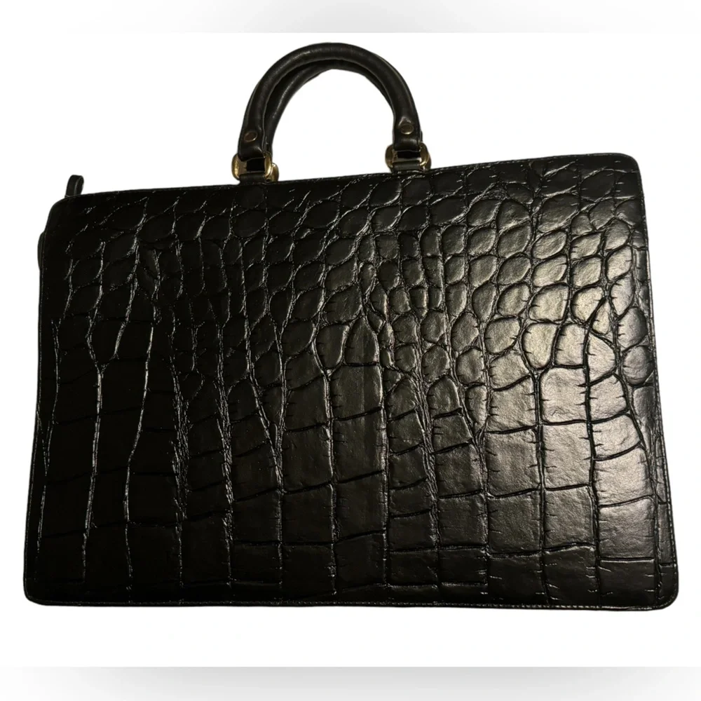 Vintage Black Jackson Pebbled Leather Briefcase Attaché IPad Laptop Case MINTY